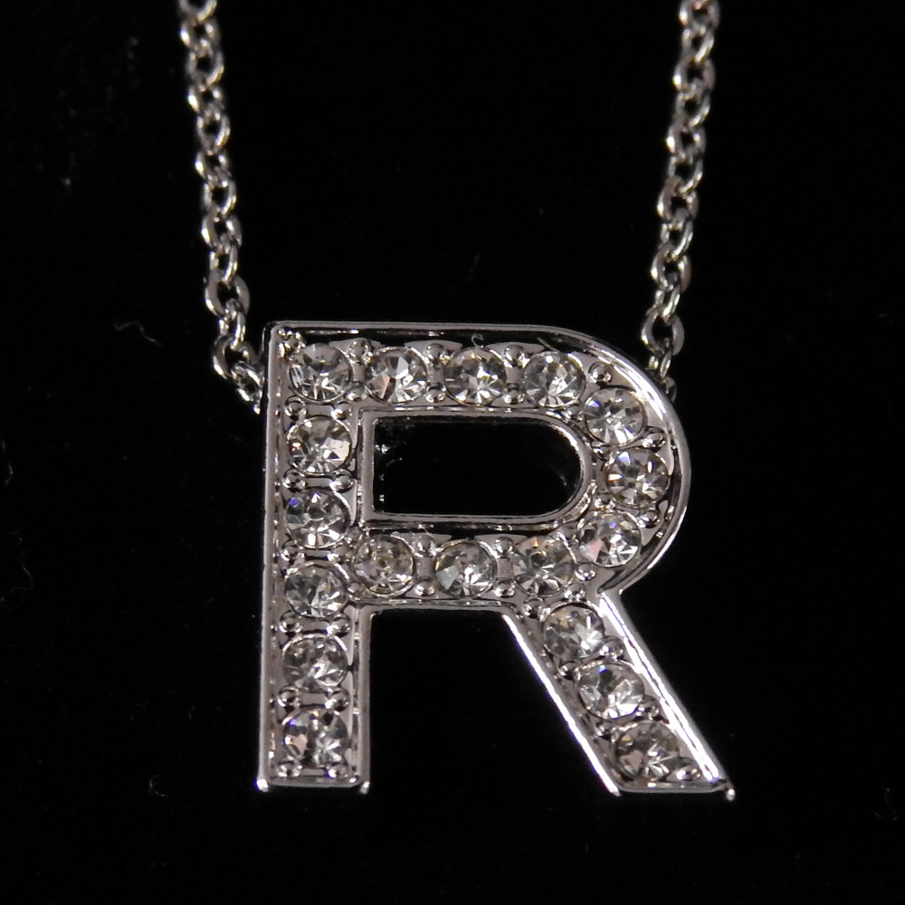 NWT silver Initial necklace crystal R,   NYCON19-R